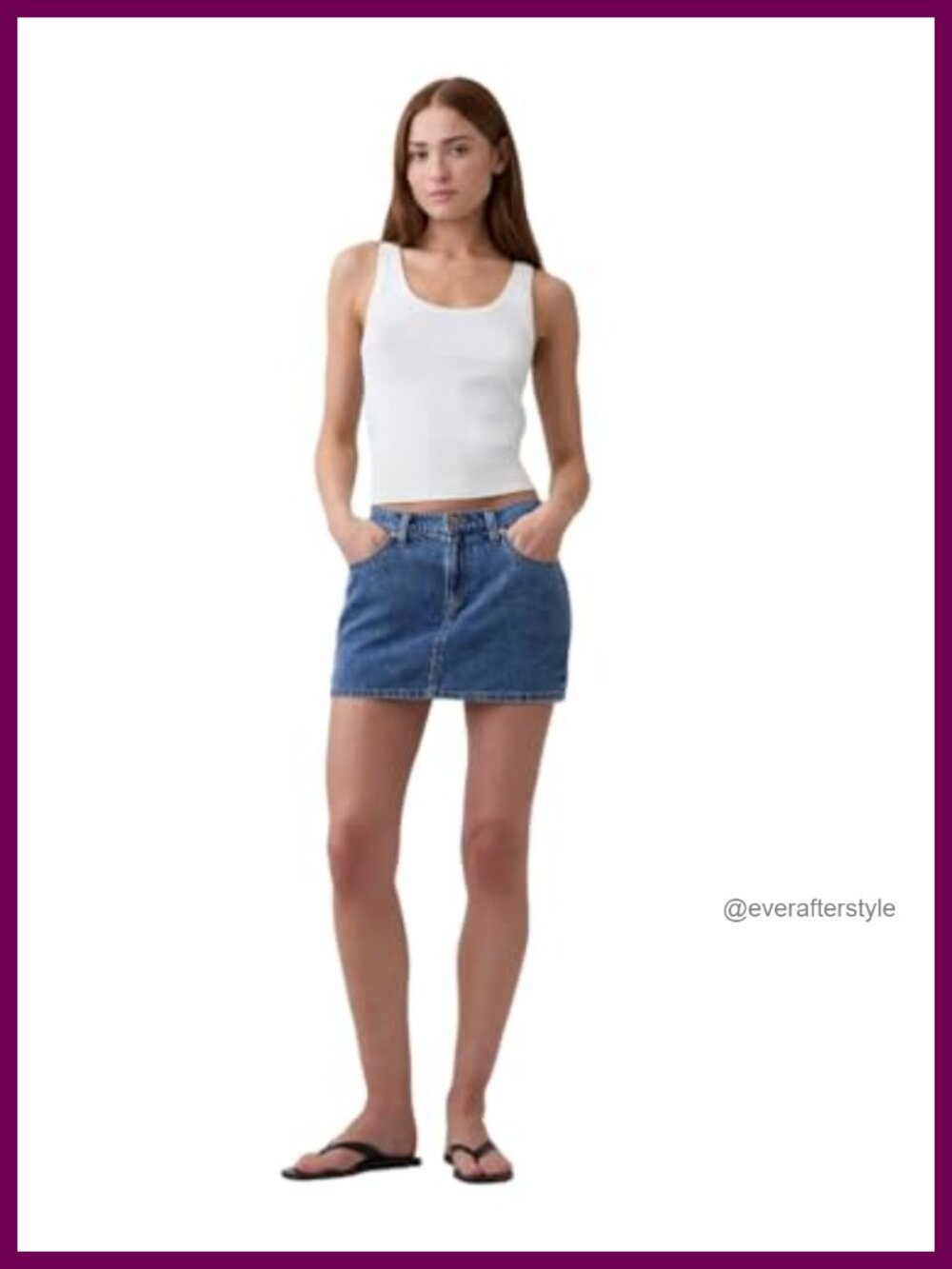 Denim Mini Skort Built-In Shorts Mid Rise Cotton Casual